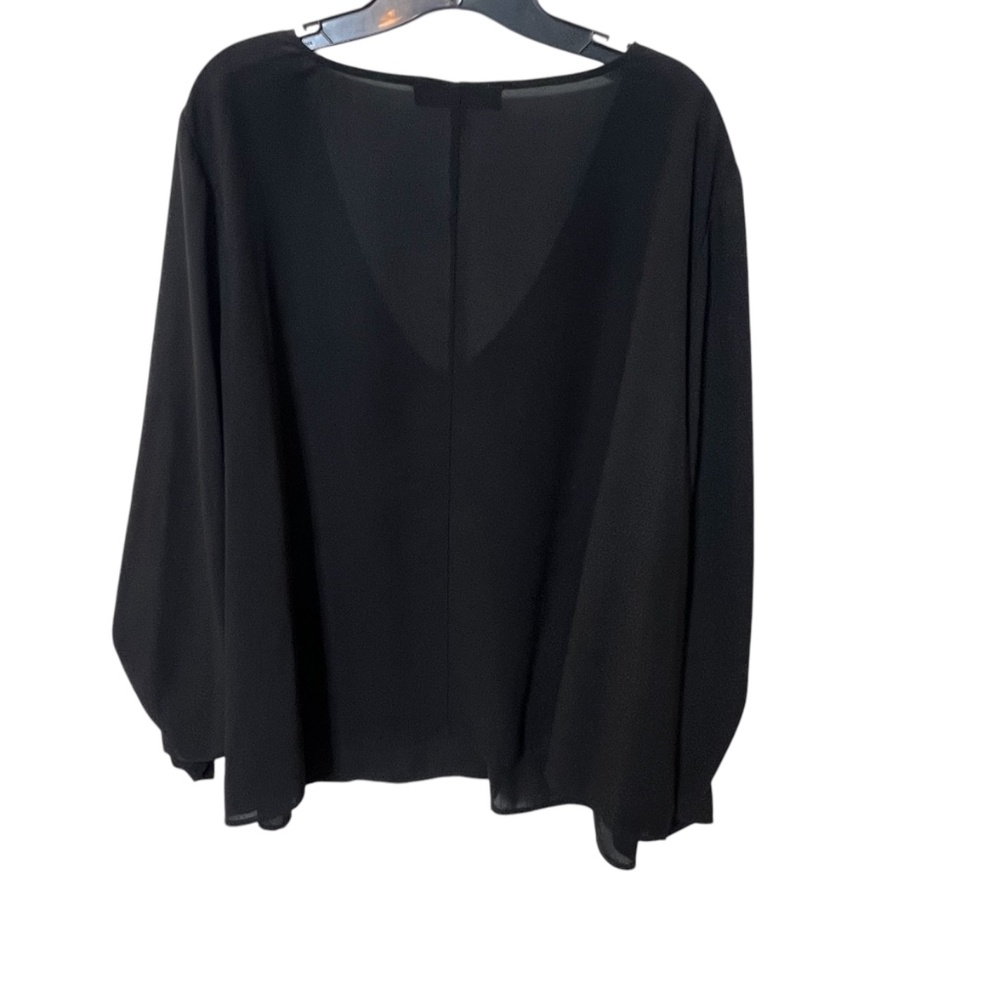 Eloquii Black Sheer Top Pull Up Snap Button Sleev… - image 3